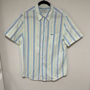 Vintage 90's‎ Guess Mens Multicolor Stripe Short Sleeve Button Up Shirt Sz Large